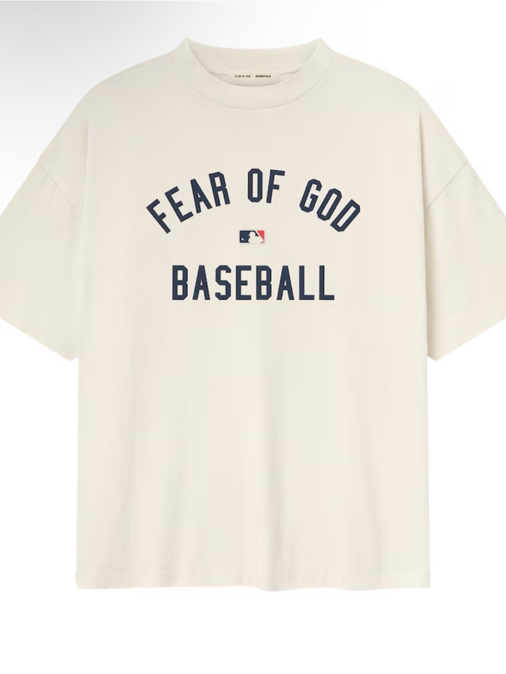 Fear of God Cream Baseball Tee with Navy Logo